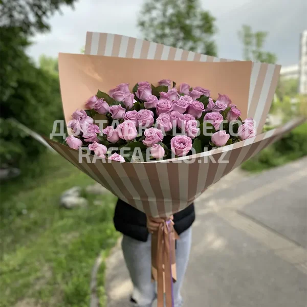 Купить Букет Из 51 Фиолетовой Розы 50См №3