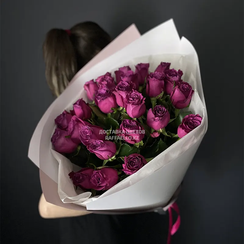 Купить Букет 25 Фиолетовых Роз 50См